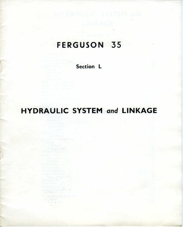 MF-M29 Ferguson 35 Hydraulic System