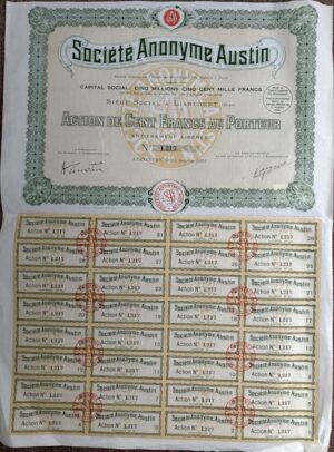 E42 French Austin Tractor Share Certificate